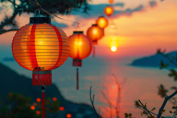 Red Lanterns at Sunset.
