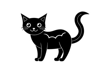  Vector Line Art Halloween Cat Icon - Perfect for Spooky Designs