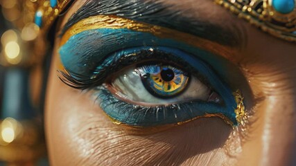 Close-up eye of a queen or female pharaoh of ancient Egypt. For example, Cleopatra, Nefertiti, Nefertari