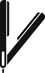 Black silhouette of a straight razor open showing the sharp blade for shaving