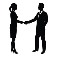 Fototapeta premium a business man and woman are hand shakeing, vector art illustration, flat style, isolated white background
