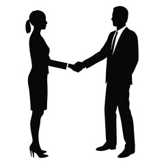 Fototapeta premium a business man and woman are hand shakeing, vector art illustration, flat style, isolated white background