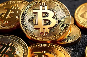 Bitcoin cryptocurrency coin close-up