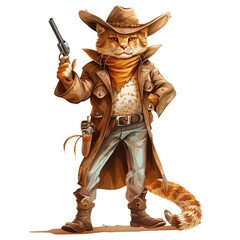Obraz premium Locu Western animal fashion cartoon isolated whitebackground 16:9