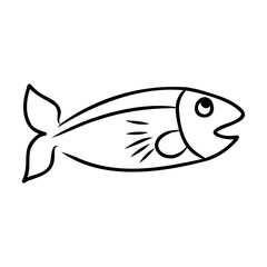 Abstract cartoon fish in simple line art style.