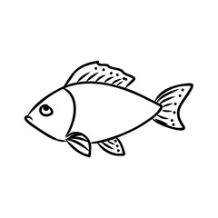 Abstract cartoon fish in simple line art style.