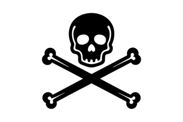 Vector Line Art Halloween Skull and Crossed Bones Icon - Perfect for Spooky Designs