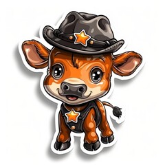 Fototapeta premium Cute Cartoon Cow Wearing