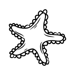 Hand drawn sketch of marine Starfish, ocean aquatic underwater vector.