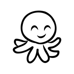 Coloring page outline of cartoon octopus. Cute vector illustration.