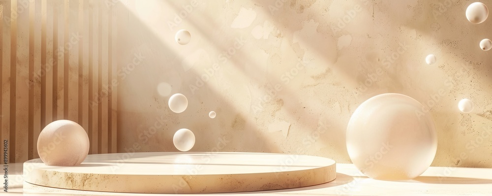 Aufkleber minimal abstract background with geometric shapes and pedestal for product presentation