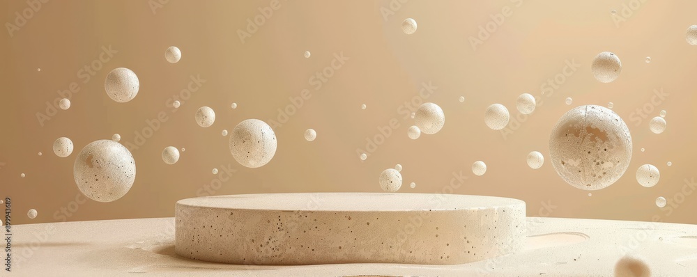 Poster minimal abstract background with floating spheres for product presentation and display