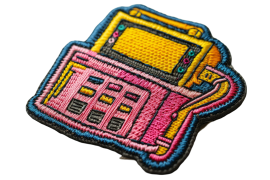 Colorful Embroidered Patch of a Vintage Computer for DIY Craft or Fashion Accessory Decoration