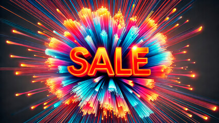 Fototapeta premium 3D sale text in vibrant neon colors