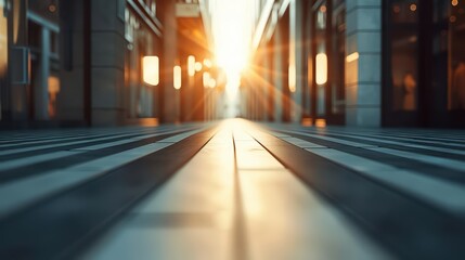 Obraz premium Ecommerce flourishes with sunlight filtering through seamless digital storefronts, producing an ultramodern, supernatural scene, banner, with copy space