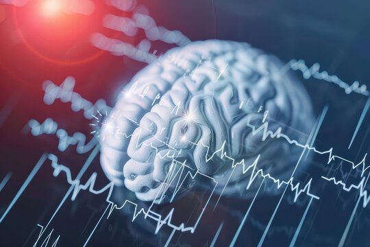 Epilepsy Concept An illustration represents epilepsy with brain wave patterns