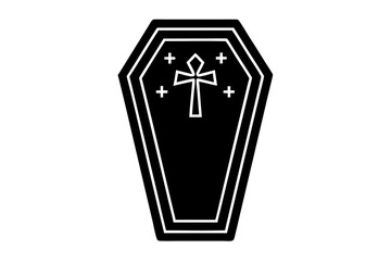 Vector Line Art Halloween Coffin Icon 