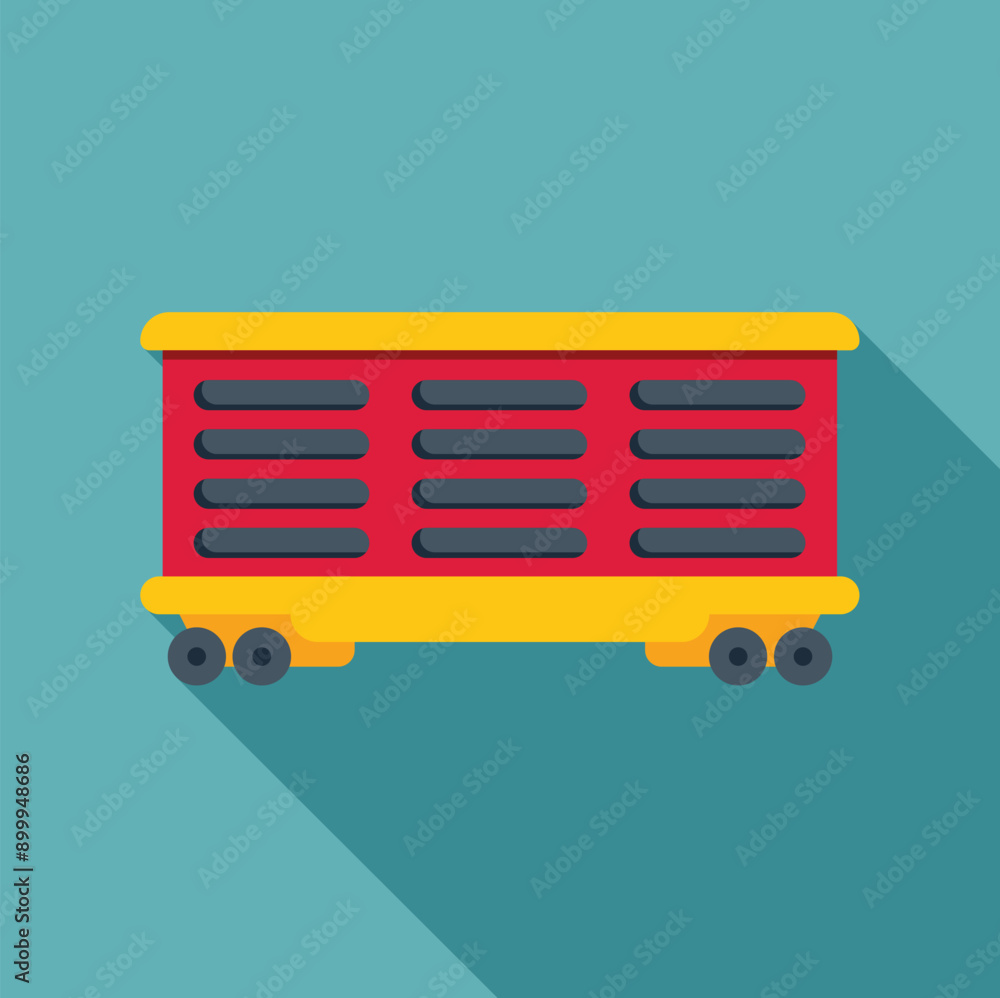 Wall mural passenger train wagon standing on rails illustration isolated on a blue background