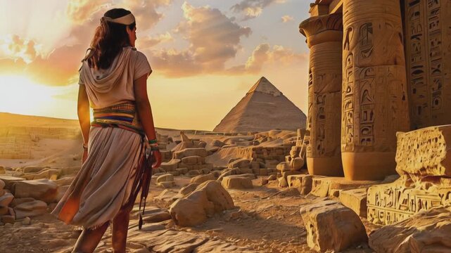 Pharaoh oversees the construction of the pyramids thousands of years ago