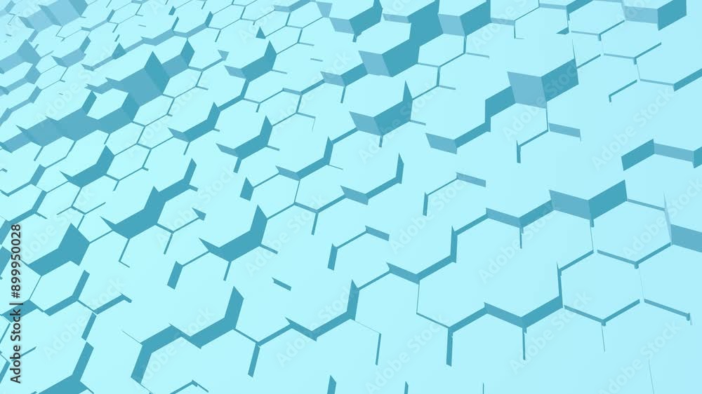 Poster light blue hexagonal animation with a cool and refreshing dynamic background.