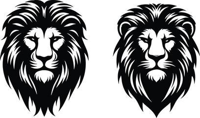 set of lion head  silhouette high regulation vector illustration