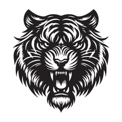 Obraz premium Tiger Head Tattoo. Tiger Head silhouette vector illustration
