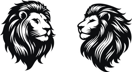 set of lion head  silhouette high regulation vector illustration