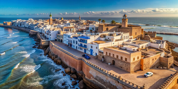 Top view of Essaouira city in morocco