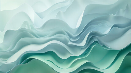 Fototapeta premium Smooth Gradient Waves in Light Blue and Mint Green Tones