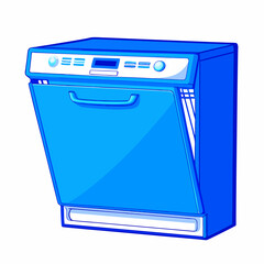  Blue Dishwasher Icon, Modern Style, Kitchen Appliance with Copy Space