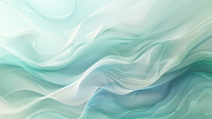 Elegant Abstract Composition with Smooth Wavy Lines in Pastel Blue and Green