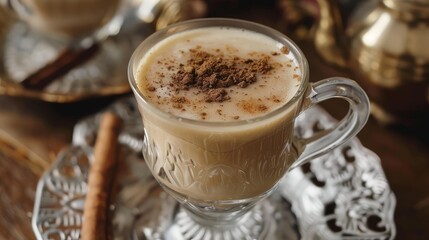 A Cup of Turkish Salep with Cinnamon