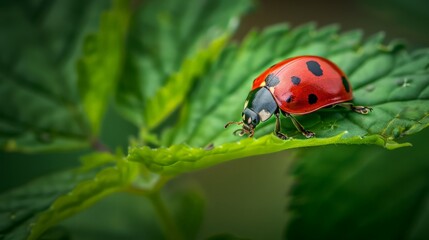 A ladybug on a leaf