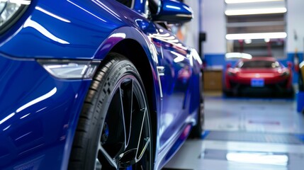 Obraz premium Ceramic coating application at car detailing studio or car wash. 