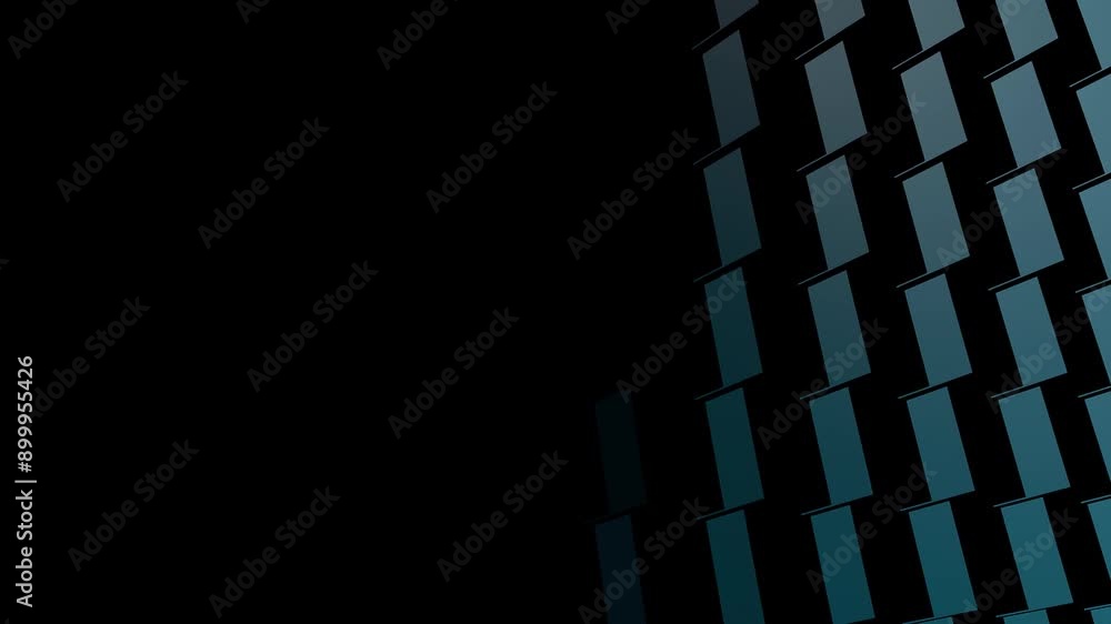Poster dark abstract 3d cubes with a subtle teal glow, creating a sleek and futuristic animated background.