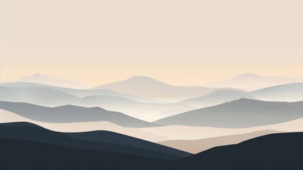 Minimalist mountain landscape in soft blue gradients.