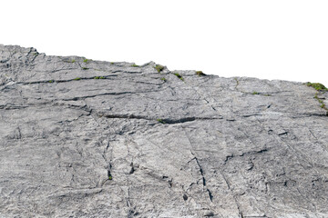 Gray high rock. Stone breed. Isolated object.