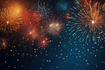 Naklejka premium abstract fireworks background and space for text