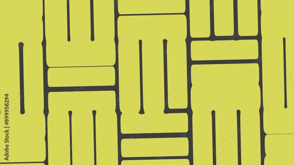Poster yellow and black abstract background with dynamic overlapping rectangles, creating a bright and mode