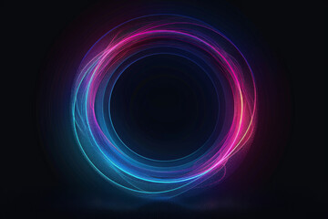 Creative digital tech circle on dark backdrop. Big data and technology concept. 3D Rendering.