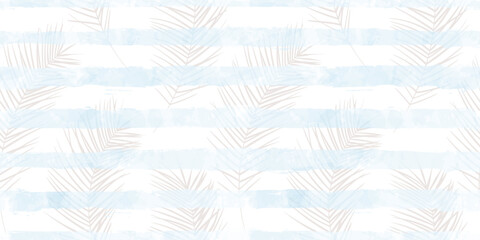 Tropical pattern, palm leaves seamless vector background. Exotic plant watercolor jungle print. Leaves of palm tree. Flying feathers