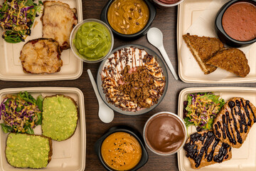 Healthy food flat lay compostion