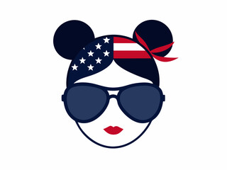  Vector Illustration of USA Flag Sunglasses in Flat Style – Aviator Sunglasses Icon for Independence Day