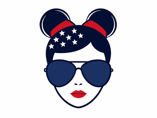  Vector Illustration of USA Flag Sunglasses in Flat Style – Aviator Sunglasses Icon for Independence Day