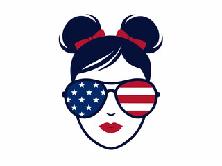  Vector Illustration of USA Flag Sunglasses in Flat Style – Aviator Sunglasses Icon for Independence Day