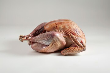 Fresh Raw Turkey Ready for Roasting on White Background - Food Preparation Concept