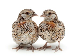 Freshly Prepared Quails Ready for Roasting on White Background
