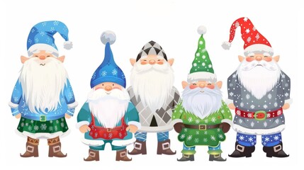 Obraz premium Funny cartoon dwarfs on a white background