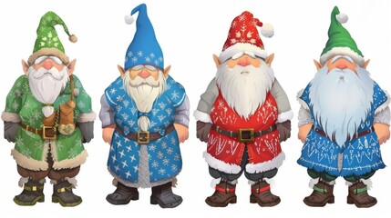 Funny cartoon dwarfs on a white background