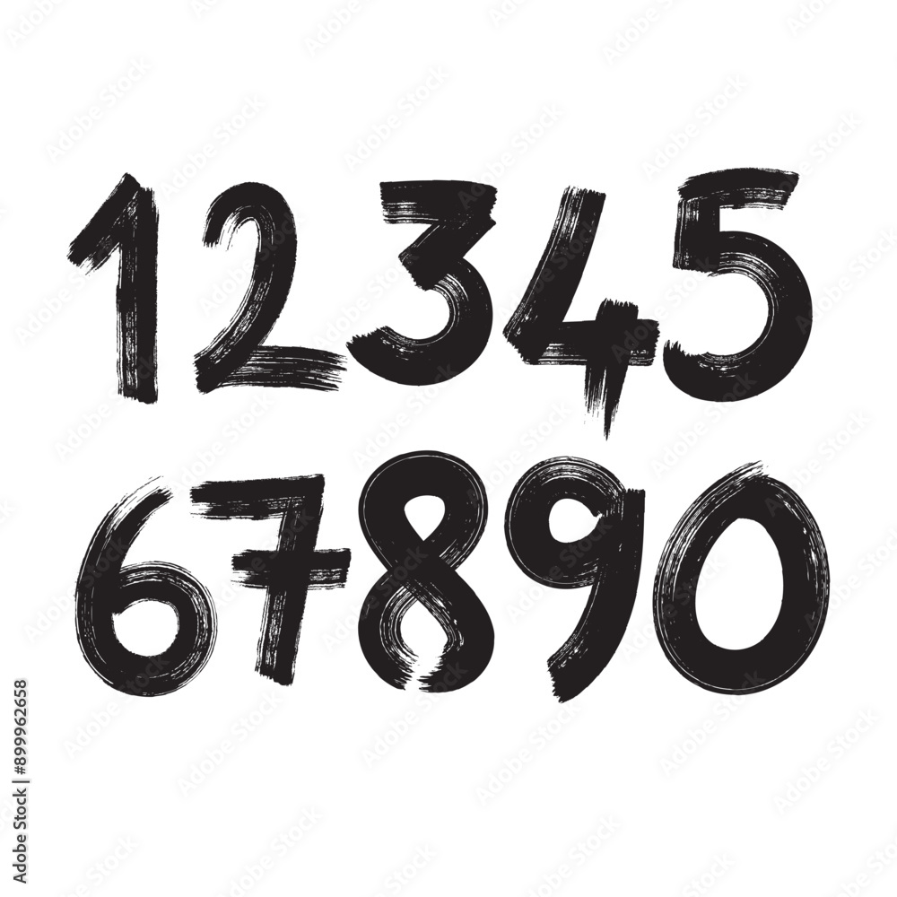 Poster brush strokes numbers set vector design.